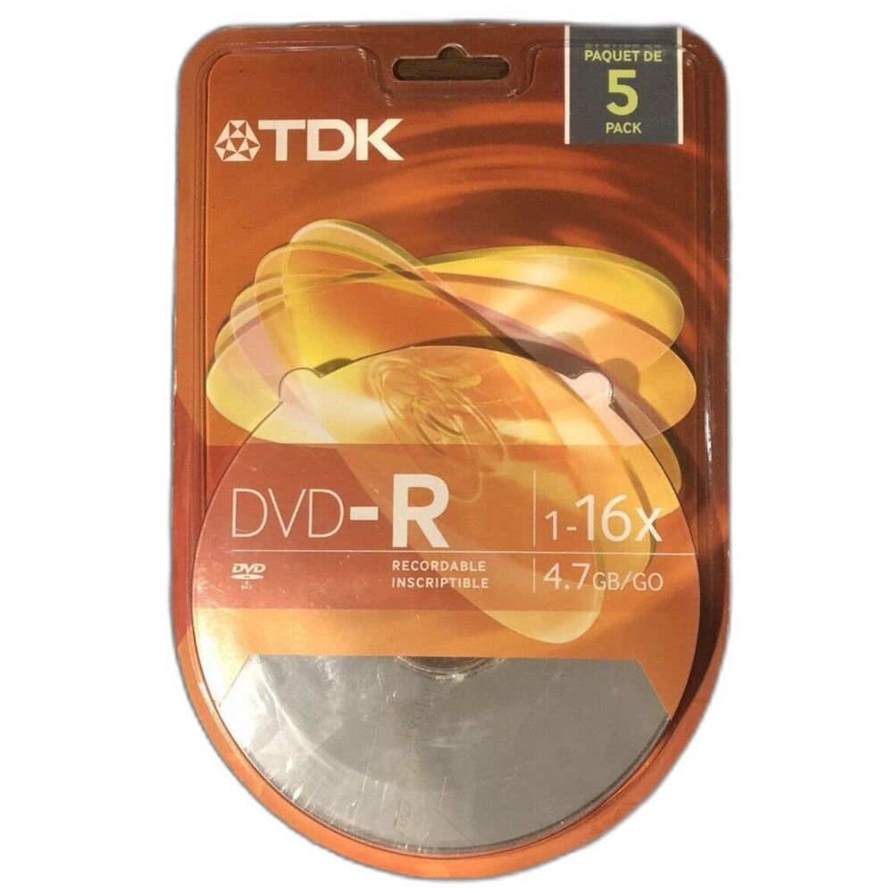 TDK DVD-R Blank Discs 5 Pack 1-16x Speed 4.7GB 120 Min Recordable New Sealed